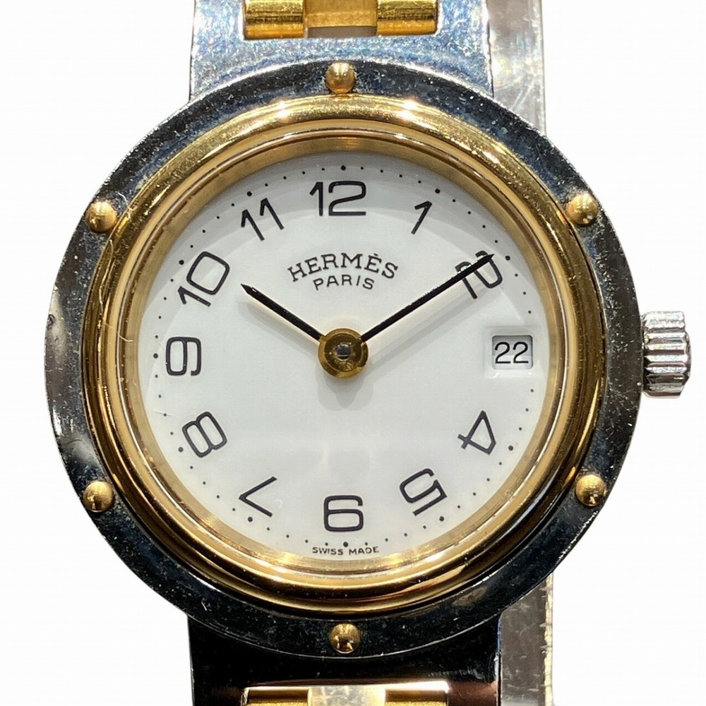 Hermes Clipper watch, total weight 36.6g, stainless steel, quartz movement, w...